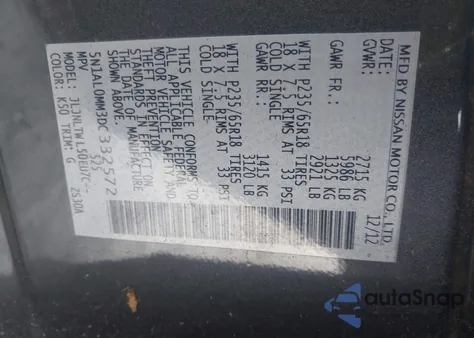 2013 Infiniti Jx35 from USA, damaged, VIN 5N1AL0MM3DC332572